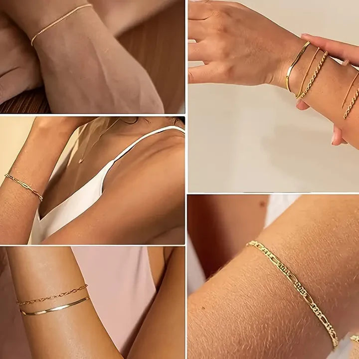 ✨ EDICIÓN LIMITADA 😱Juego de 4 pulseras de oro amarillo - Gloss and Style