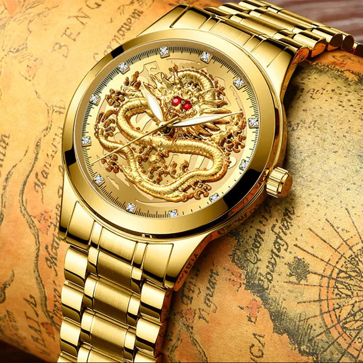 💯 ¡SOLO NUEVO!❕❗Reloj de cuarzo Gold Dragon